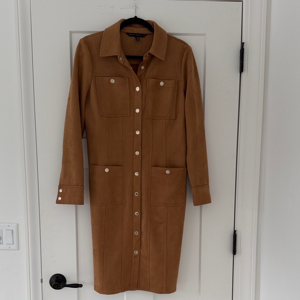 White House Black Market Faux Suede Shirt Dress
